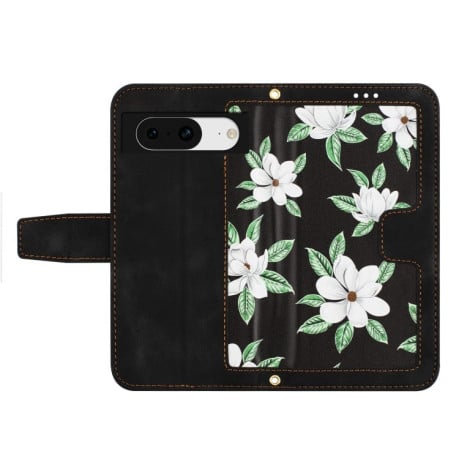 Чехол-книжка Floral Pattern Leather для Google Pixel 8a - черный