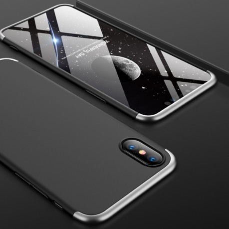3D чехол GKK на iPhone X / XS -черно- серебристый