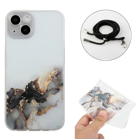 Чехол Hollow Marble Pattern with Neck для  iPhone 14 Plus - черный