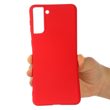Силиконовый чехол Solid Color Liquid Silicone на Samsung Galaxy S21 - красный