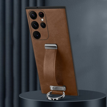 Протиударний чохол SULADA Leather Texture Skin Feel Shockproof  для Samsung Galaxy S25 Ultra 5G - коричневий