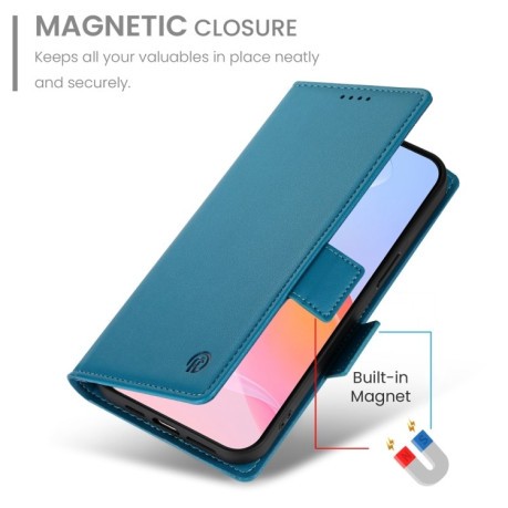 Чехол-книжка Side Buckle Magnetic Frosted Leather для iPhone 16 Pro - синий