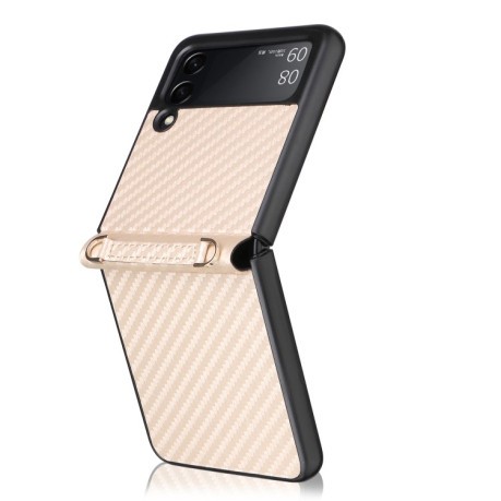 Противоударный чехол Carbon Fiber для Samsung Galaxy Z Flip3 5G - золотой
