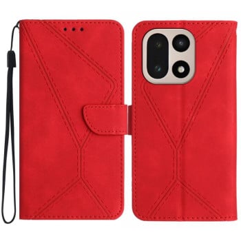 Чехол-книжка Stitching Embossed Leather на OnePlus 15 5G — красный