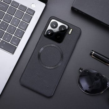 Чохол протиударний CD Magsafe Magnetic Litchi Texture для Xiaomi 15 Pro  - чорний