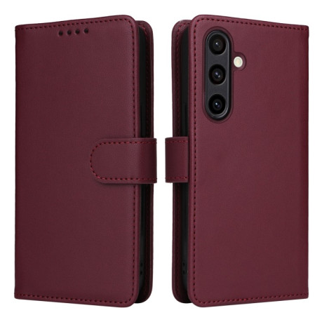 Чохол-книжка BETOPNICE BN-005 2 in 1 Detachable Imitate Genuine Leather для Samsung Galaxy S24 FE 5G - винно-червоний