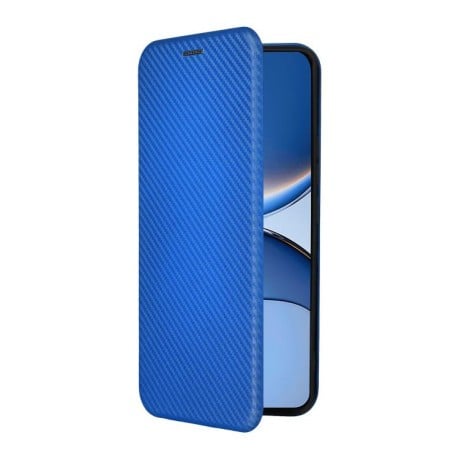 Чехол-книжка Carbon Fiber Texture на Xiaomi Poco F7 5G - синий