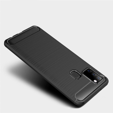 Чехол Brushed Texture Carbon Fiber на Samsung Galaxy A21s - синий