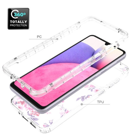 Противоударный чехол  Transparent Painted для Samsung Galaxy A33 - Pink Flower