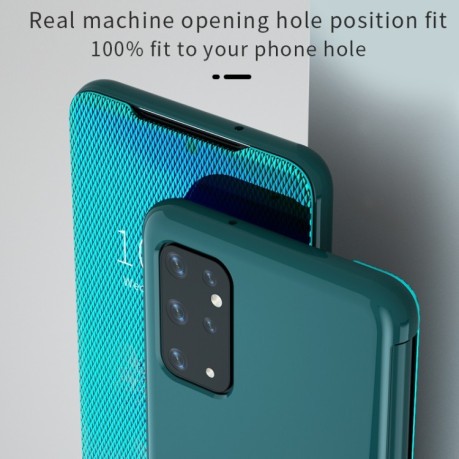 Зеркальный чехол Flip View Cover на Samsung Galaxy S20-зеленый