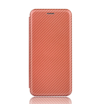 Чехол-книжка Carbon Fiber Texture на Samsung Galaxy M42 - коричневый