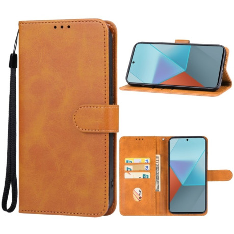 Чехол-книжка EsCase Leather для Xiaomi Redmi Note 13 Pro 4G / POCO M6 Pro 4G  - коричневый