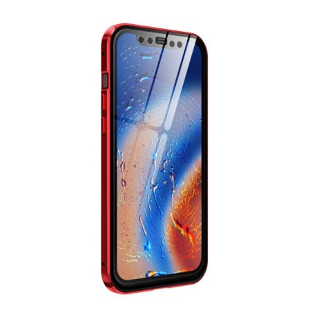 Двухсторонний магнитный чехол Adsorption Metal Frame для iPhone 12 Pro Max - красный