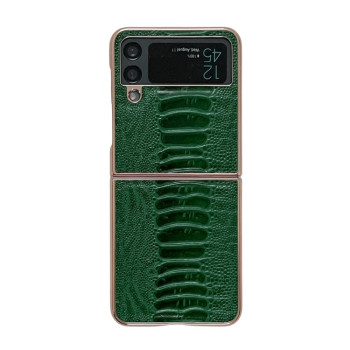 Кожаный чехол Genuine Pinshang Series Nano для Samsung Galaxy Flip4 5G - зеленый