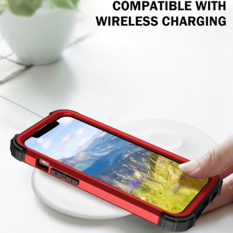 Противоударный Чехол Dropproof 3 in 1 Silicone sleeve для  iPhone 14 Plus - красный