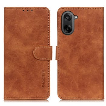 Чехол-книжка KHAZNEH с матовой фактурой Cowhide и магнитным хлястиком для OnePlus Nord CE5 / Ace 5 Racing — коричневый