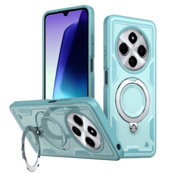 Противоударный чехол MagSafe Holder Armor PC Hybrid для Xiaomi Redmi 14C 5G - голубой