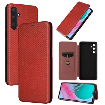 Чохол-книжка Carbon Fiber Texture для Samsung Galaxy M54 5G - коричневий