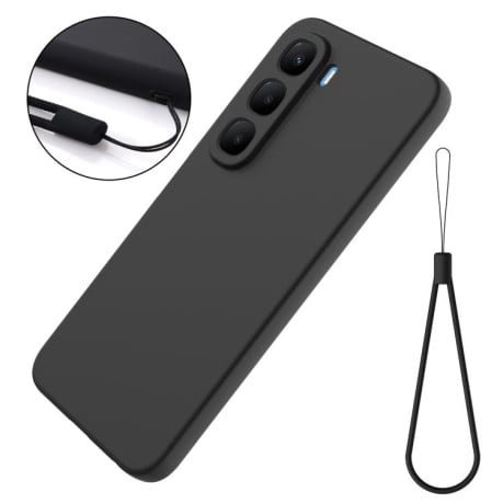 Силиконовый чехол Solid Color Liquid Silicone на Infinix Hot 60 Pro 4G - черный