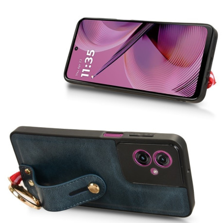 Протиударний чохол Wristband Leather Back для Motorola Moto G55 5G - синій
