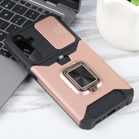 Противоударный чехол Armor Camera Shield для Samsung Galaxy A35 5G - розовое золото