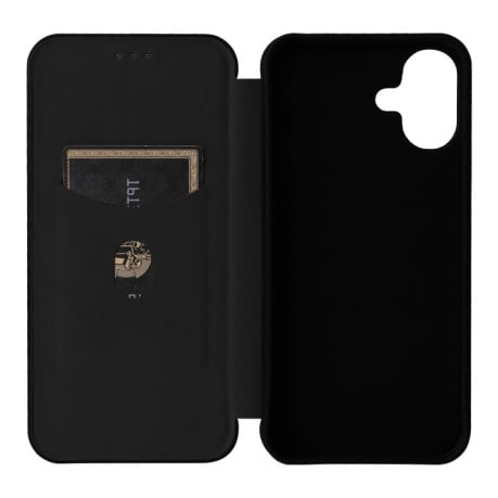 Чехол-книжка Carbon Fiber Texture на iPhone 16 - черный