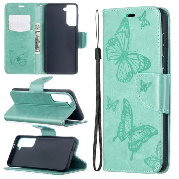 Чехол-книжка Butterflies Pattern на Samsung Galaxy S21 - зеленый