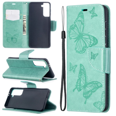 Чохол-книжка Butterflies Pattern Samsung Galaxy S21 - зелений