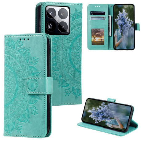 Чехол-книжка Totem Flower для Xiaomi 15 Pro - зеленый