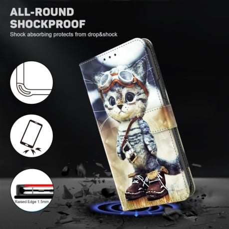 Чехол-книжка 3D Painting Leather для Samsung Galaxy A04s - Naughty Cat