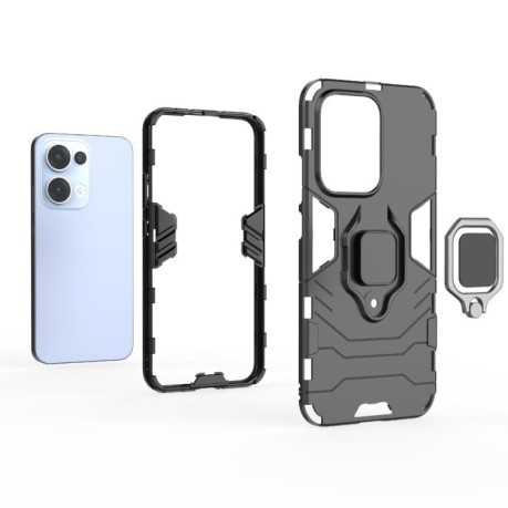 Противоударный чехол Magnetic Ring Holder на OPPO Reno13 5G Global - черный