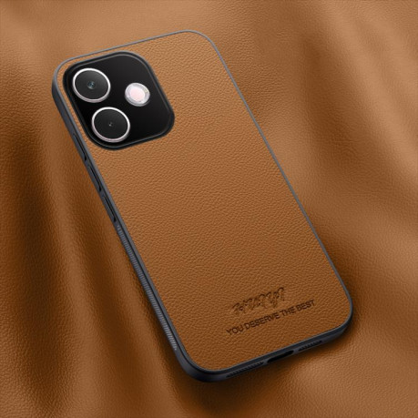 Чехол HUIYI Leather Magnetic для OPPO A5 Pro 5G - коричневый