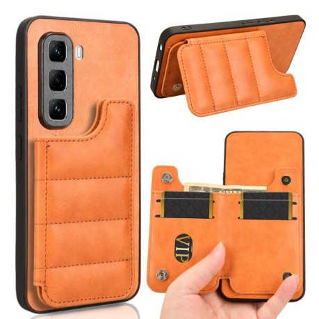 Ударозахисний чохол Cow Pattern Sewing Card Bag для Infinix Hot 50 Pro 4G - помаранчевий