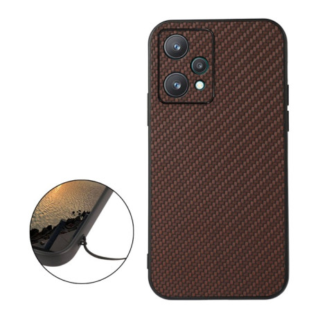 Противоударный чехол Carbon Fiber Skin для Realme 9 Pro - коричневый