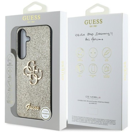 Оригінальний чохол Guess Big 4G Metal Logo Fixed Glitter для Samsung Galaxy S25 Plus - Gold