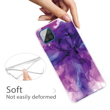 Противоударный чехол Marble Pattern для Samsung Galaxy A12 - Abstract Purple