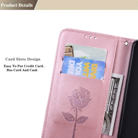 Чохол-книжка Rose Embossed для Xiaomi Poco C40/Redmi 10c - рожеве золото