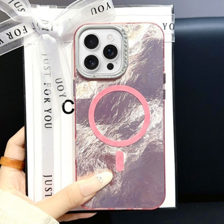 Чехол Tinfoil Texture MagSafe PC для  iPhone 16 Pro Max - розовый