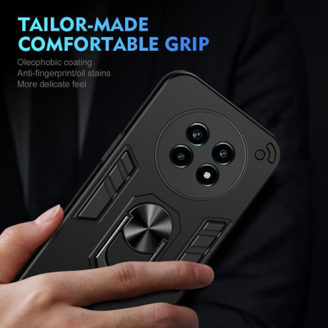 Ударозащитный чехол Shockproof Metal Ring Holder для Realme 13 Pro / 13 Pro+ - черный