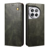 Чехол-книжка Simple Wax Crazy Horse для OnePlus 12 - зеленый