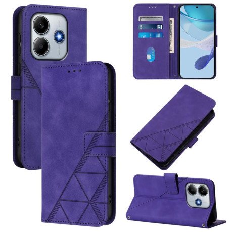 Чехол-книжка Crossbody 3D Embossed Flip Leather на Xiaomi Poco M7 Pro 5G - фиолетовый