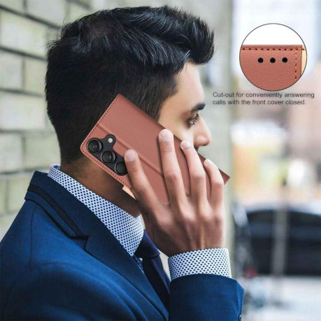 Чехол-книжка Color Matching RFID Anti-theft Leather для на Samsung Galaxy M16 5G / F16 5G - коричневый