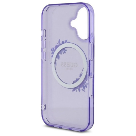Оригінальний чохол Guess IML Flowers Wreath MagSafe для iPhone 16 - Purple