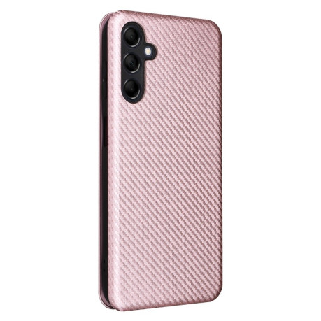 Чохол-книжка Carbon Fiber Texture для Samsung Galaxy M14 5G - рожевий