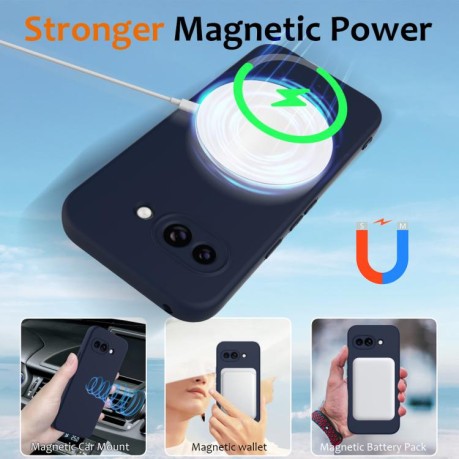 Силиконовый чехол Shockproof Silicone Magsafe для Google Pixel 9a - синий