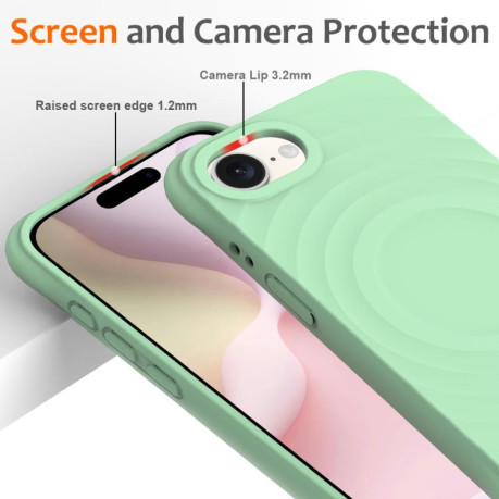 Чохол протиударний Wave Texture MagSafe Magnetic Liquid Silicone для iPhone 16e - зелений