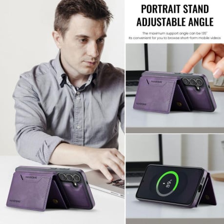 Чохол MAGKING K2 Series з MagSafe RFID+кишенька на карт на Samsung Galaxy S25 FE 5G - фіолетовий