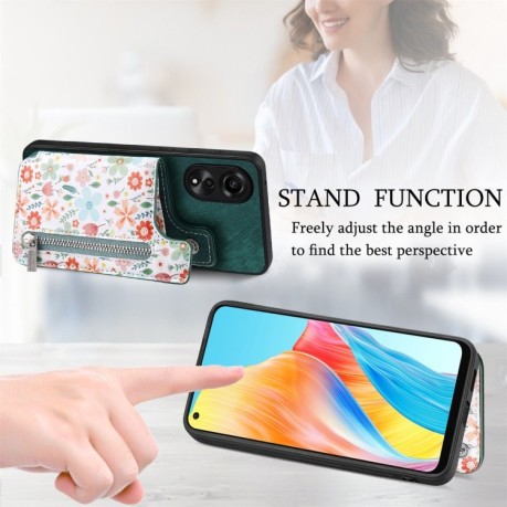 Протиударний чохол Retro Cross Wristband Wallet Leather для OPPO A78 4G - зелений