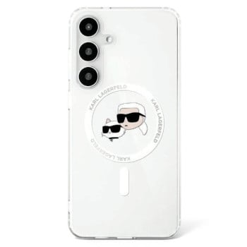 Оригінальний чохол  Karl Lagerfeld Button Karl &amp; Choupette Heads Printed Logo MagSafe для Samsung Galaxy S25 Plus - white