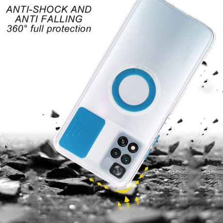 Противоударный чехол Sliding Camera with Ring Holder для Xiaomi Poco X4 Pro 5G - голубой